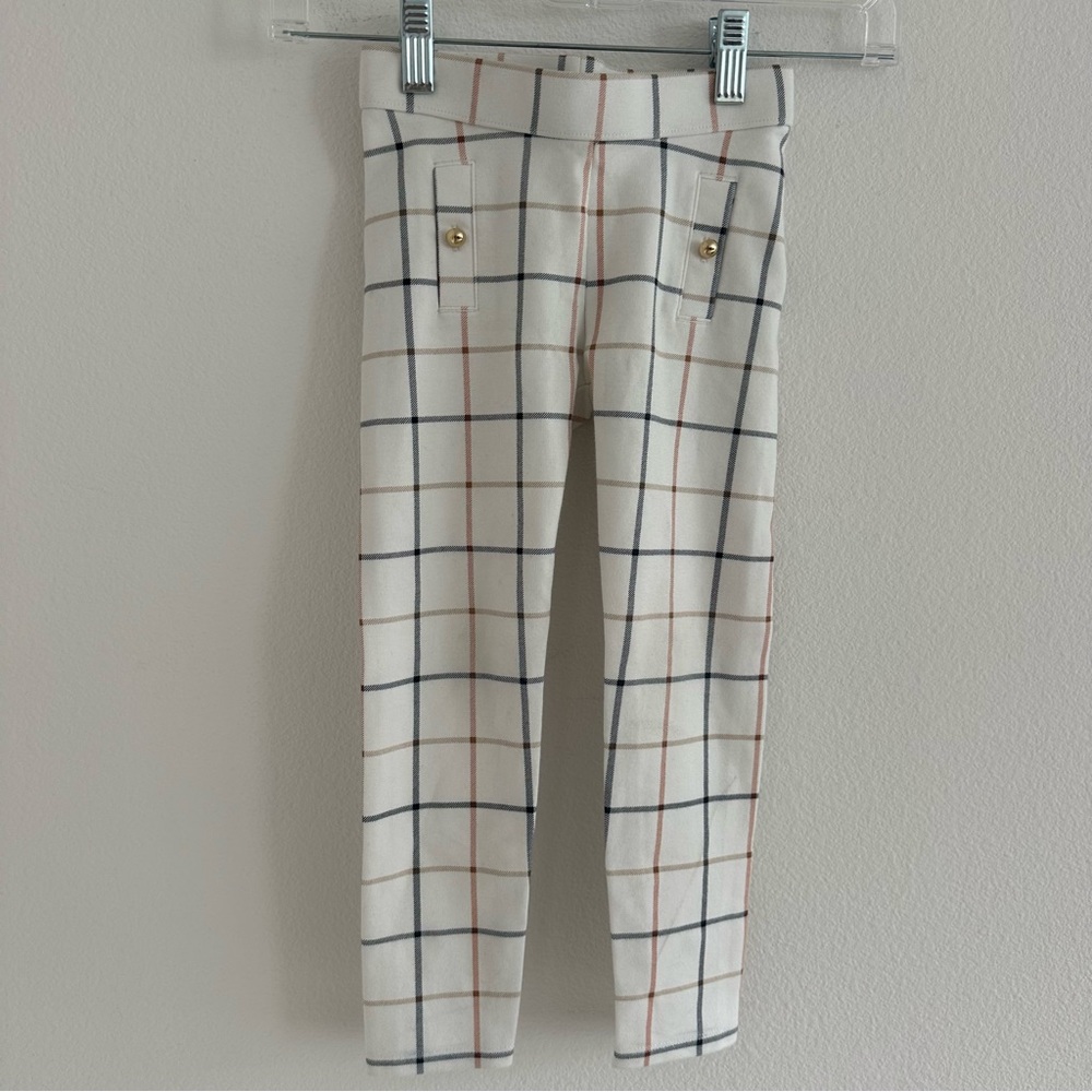 Janie and Jack Plaid‎ Button Ponte Legging Pants Size: 5